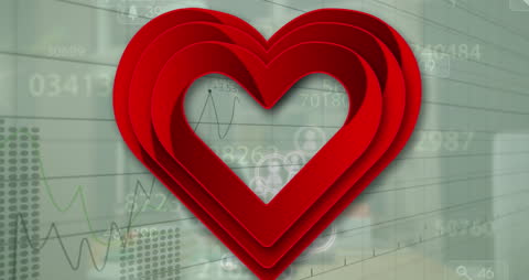 Digital Heart Icon Overlaying Data Analytics Visualization