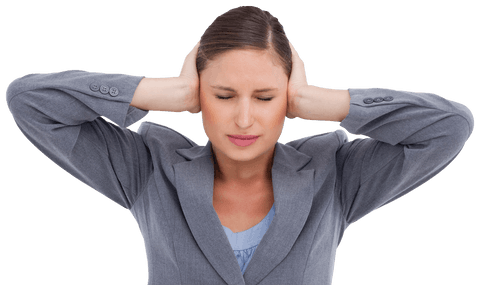 annoyed businesswoman covering ears on transparent background - Download Free Stock Videos Pikwizard.com
