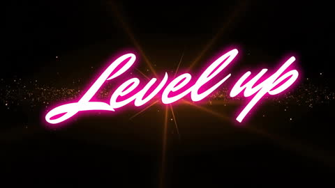 Neon Pink Level Up Text on Black Background