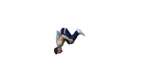 Acrobatic Man Mid-Backflip Against White Background