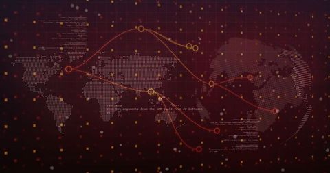 Global data networking with digital world map overlay