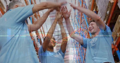 Warehouse Team Celebrating Digital Success Mile