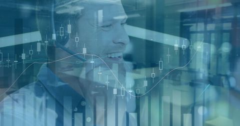 Businessman analyzing financial data on screen