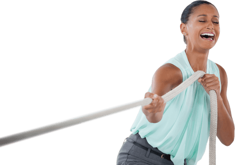 energetic woman tugging rope transparent png image - Download Free Stock Videos Pikwizard.com