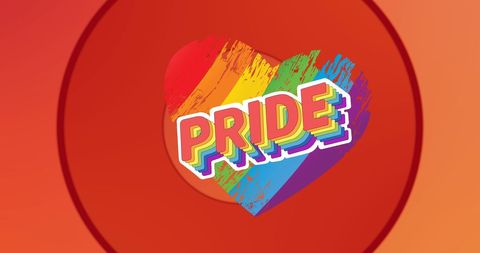 Rainbow Pride Heart on Vibrant Orange Background
