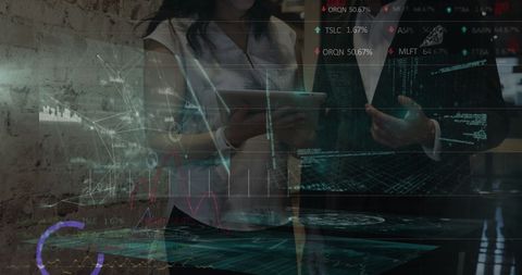 Diverse Coworkers Analyzing Data with Overlayed Graphs, Business Concepts - Download Free Stock Images Pikwizard.com