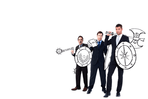 businessmen with creative graphic weapons on transparent background - Download Free Stock Videos Pikwizard.com