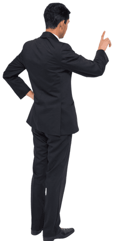 Back View of Asian Businessman Pointing Transparent Background - Download Free Stock Videos Pikwizard.com