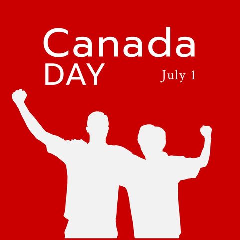 canada day celebration graphic with white silhouettes and red background - Download Free Stock Templates Pikwizard.com