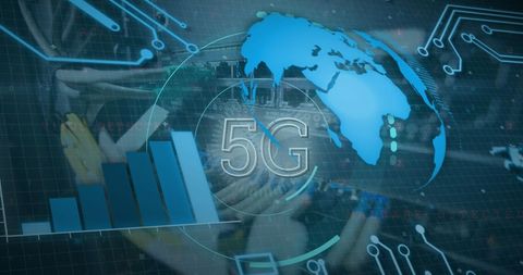 Global 5G Technology and Data Processing Network - Download Free Stock Images Pikwizard.com