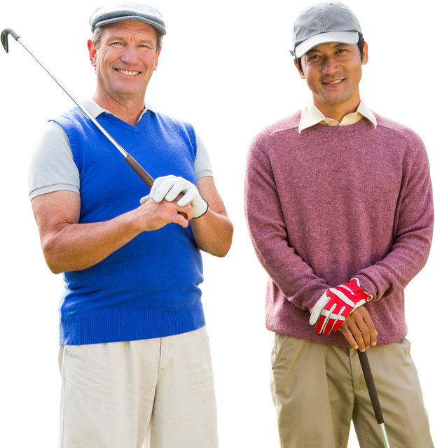 Happy Diverse Male Golf Players on Transparent Background, Isolated Picture - Download Free Stock Videos Pikwizard.com