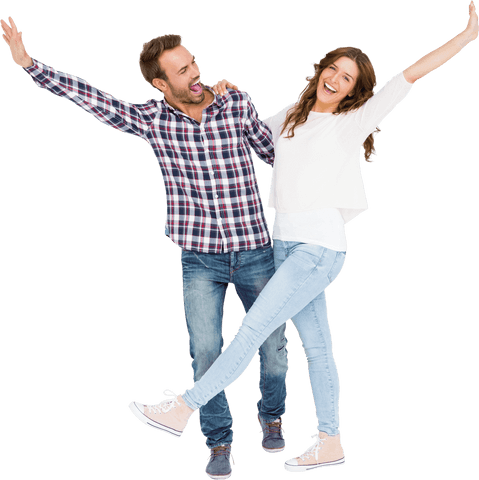 Young Couple Celebrating Transparent Happiness Expressing Joy