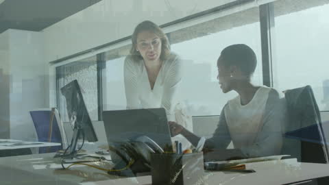 Interconnected Business Concept with Cityscape Overlay