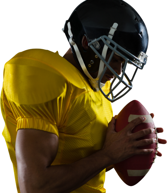 Transparent Background American Football Player Holding Ball in Mid-Game Action - Download Free Stock Videos Pikwizard.com