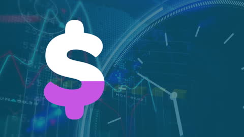 Digital Finance Dashboard with Graphs and Clock Overlay