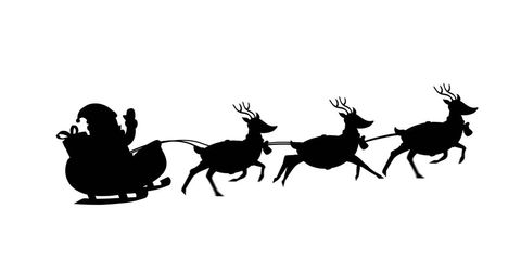 Sleigh Silhouette with Santa Claus and Reindeer