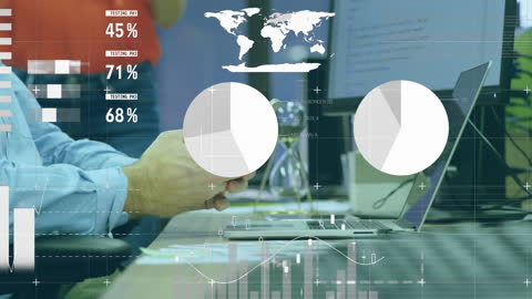 Person Using Mobile Phone Office Data Analytics Display