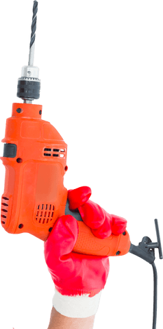 transparent red gloves holding electric drill machine - Download Free Stock Videos Pikwizard.com