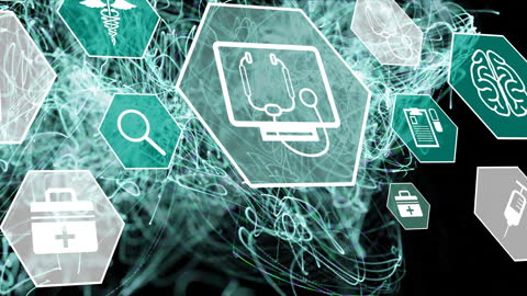 Digital Medical Network with Global Connections and Icons