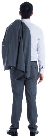 Businessman Standing from Behind on Transparent Background, Professional Attire
