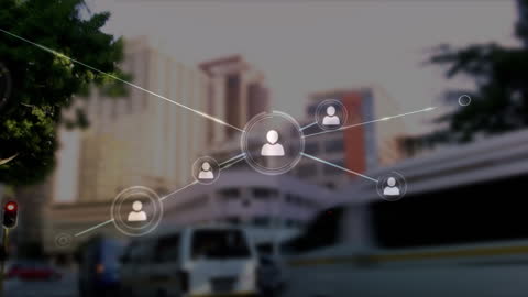 Global Business Network Connections in Urban Cityscape