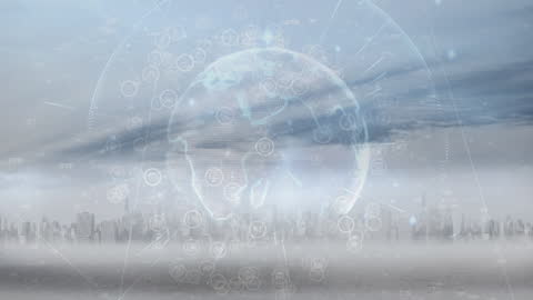 Global Data Network Over Urban Cityscape