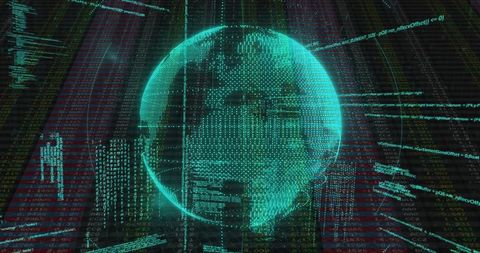 Holographic Globe over Digital Interface with Code and Data