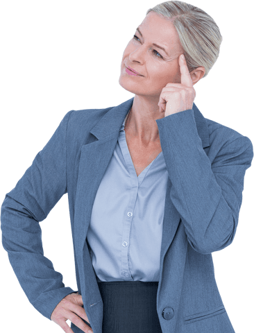 Thoughtful Businesswoman Pondering in Transparent Background