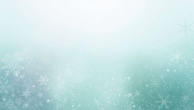 Teal winter gradient featuring delicate snowflakes, soft bokeh and glitter for holiday cards