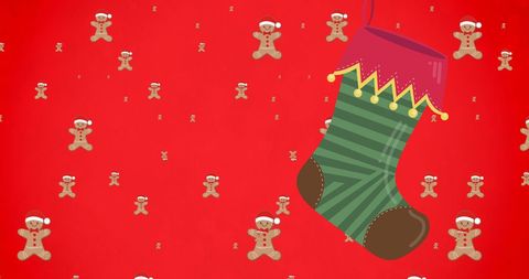 Festive Christmas Stocking with Gingebread Cookies Pattern