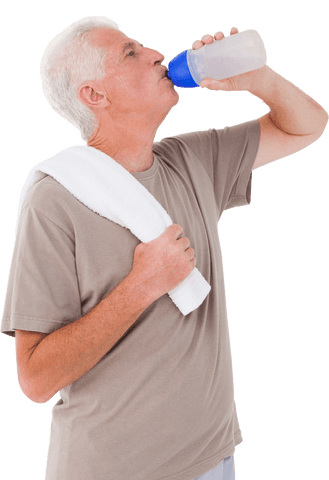 senior man hydrating while holding towel on transparent background - Download Free Stock Videos Pikwizard.com
