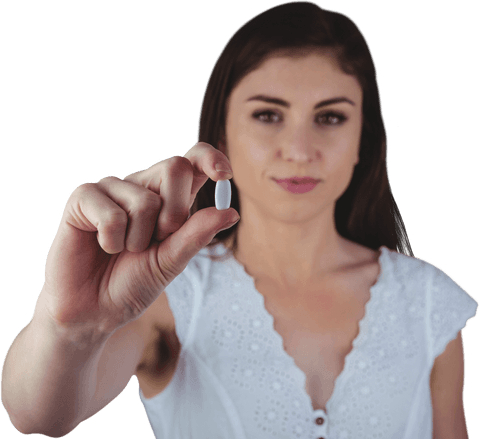 transparent portrait of woman holding white pill - Download Free Stock Videos Pikwizard.com