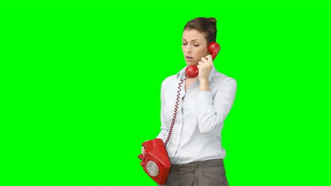 Serious Business Call in Progress with Retro Red Phone
