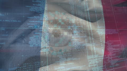 Digital Data with Human Eye Overlaid on French Flag