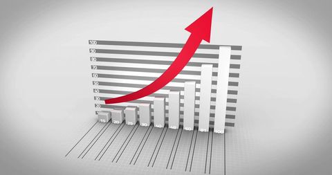 Dynamic Arrow on Growing Bar Graph Indicating Business Success - Download Free Stock Images Pikwizard.com