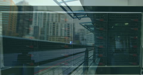 Futuristic Urban Cityscape with Server Transposition