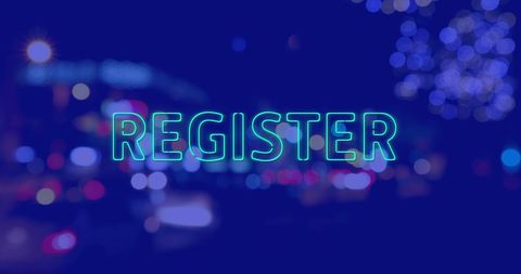 Register Typography Overlay on Night Cityscape