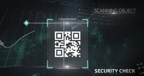Digital Security Screen with QR Code Scanner Visualization