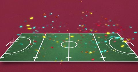 Colorful sparks above sports stadium illustration