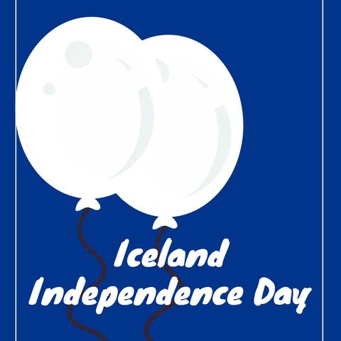 Iceland independence day celebratory balloons illustration