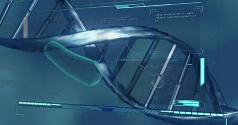 digital interface overlay with dna helix structure background - Download Free Stock Images Pikwizard.com