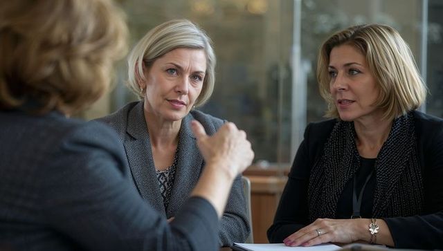 Female executives discussing strategy in boardroom, collaboration and planning