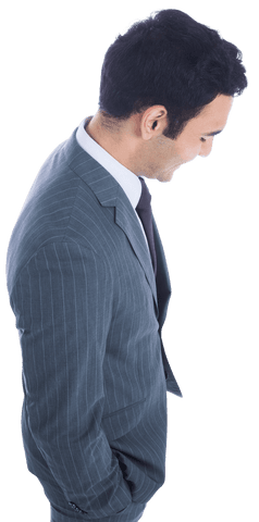 Transparent Image of Businessman Looking Down in Suit
