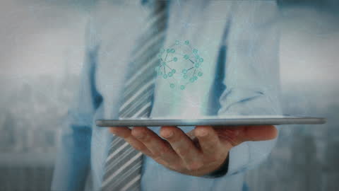 Businessman Using Tablet with Network Connections Overlay