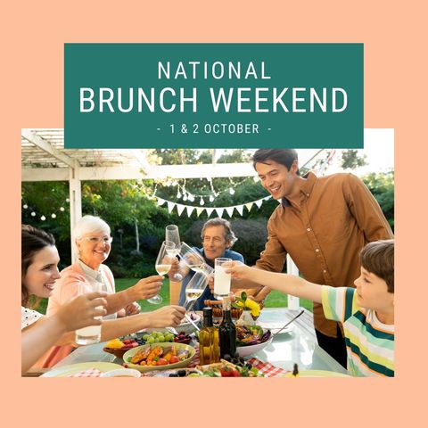 family celebrating national brunch weekend in garden - Download Free Stock Templates Pikwizard.com