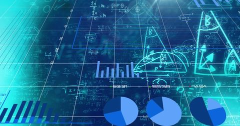 Futuristic Data Visualization with Graphs and Formulae Overlay - Download Free Stock Images Pikwizard.com