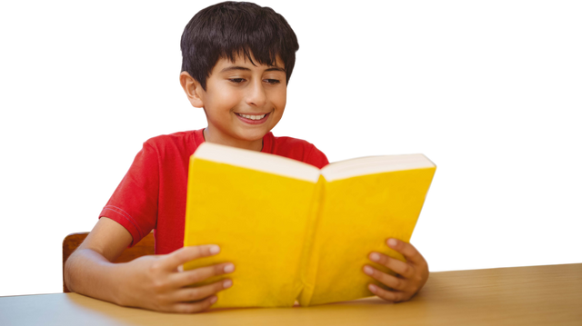 Smiling Boy Reading Yellow Book on Transparent Background - Download Free Stock Videos Pikwizard.com