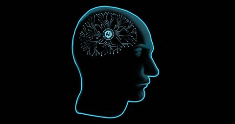 Digital AI Circuitry in Human Head Outline on Black Background - Download Free Stock Images Pikwizard.com