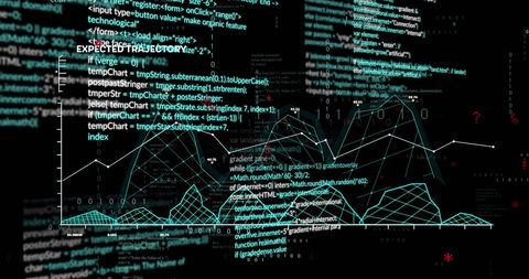 Data Processing and Graph Over Complex Code Background - Download Free Stock Images Pikwizard.com