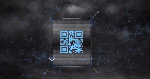 Digital QR Code and Network Connections in Stormy Cloudy Background - Download Free Stock Images Pikwizard.com